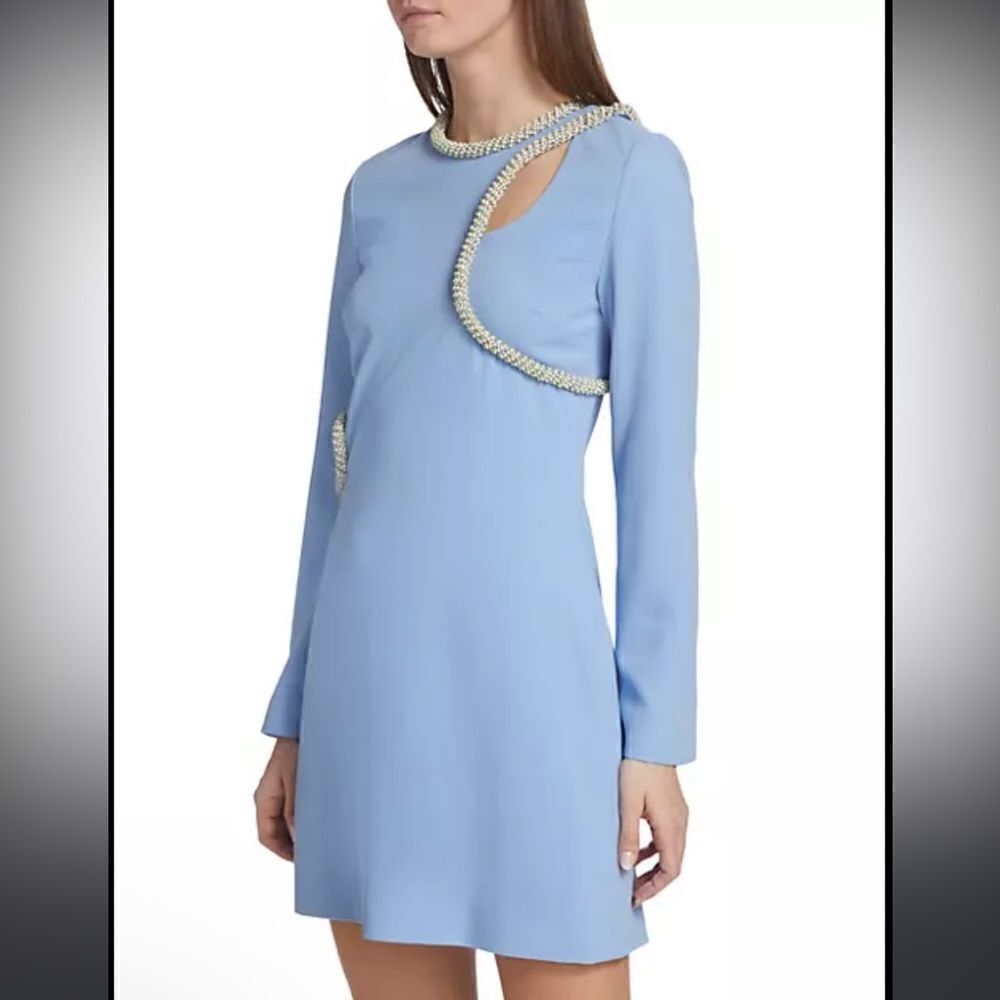 NWT SIMKHAI Katharine Embroidery Cut-out Mini Dress French Blue Size 4 - Picture 8 of 16